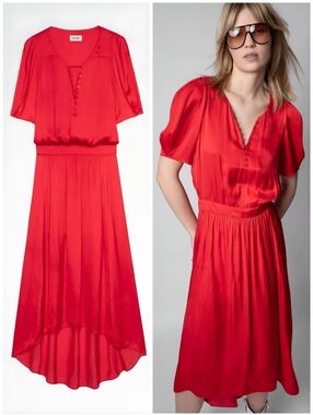 Zadig & Voltaire Satin Red Ridge Dress, M